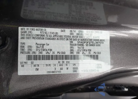 2014 Ford Focus Se из США, поврежденный, VIN 1FADP3F27EL387570